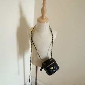 Girls kids black quilted chain ruched crossbody bag